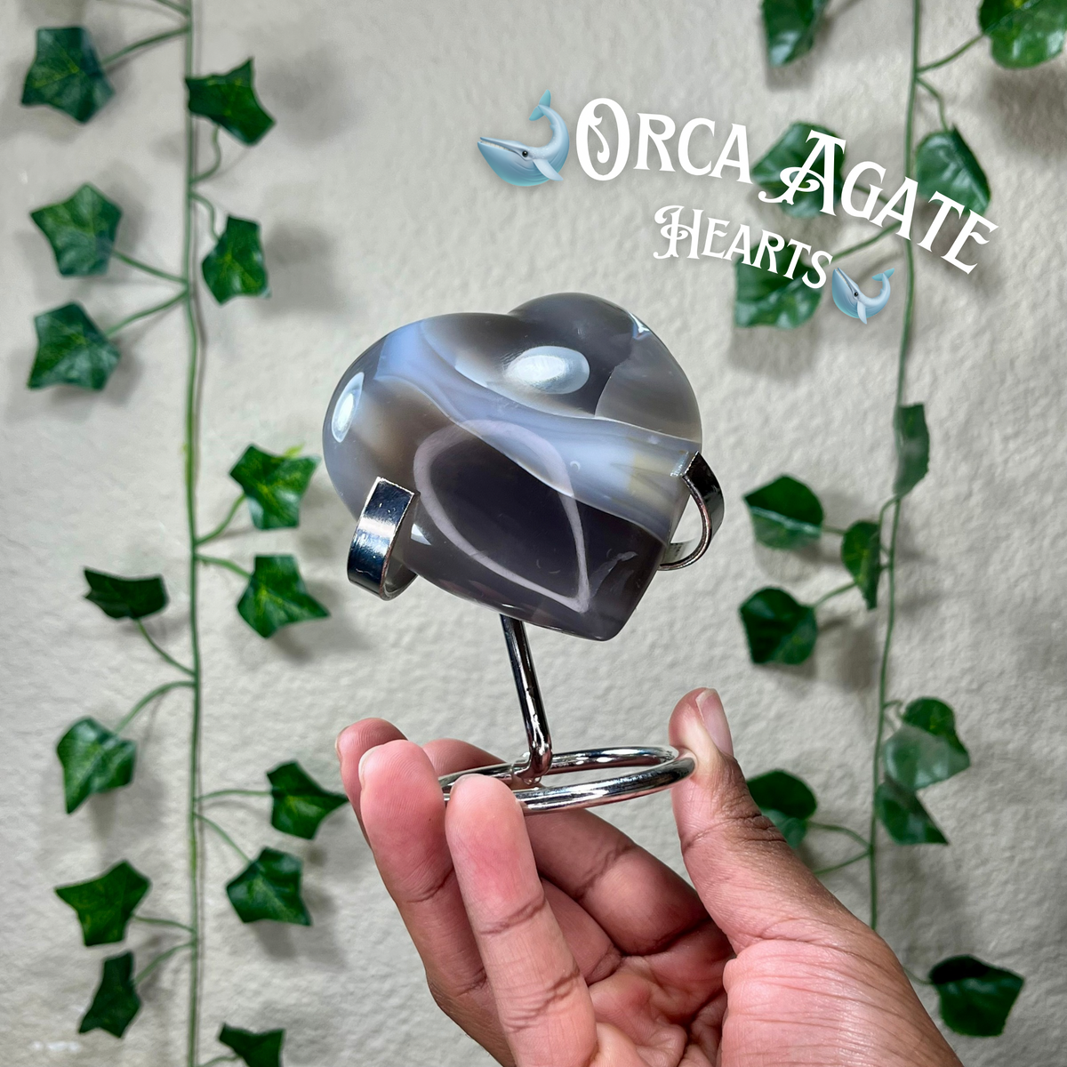 Orca Agate Hearts
