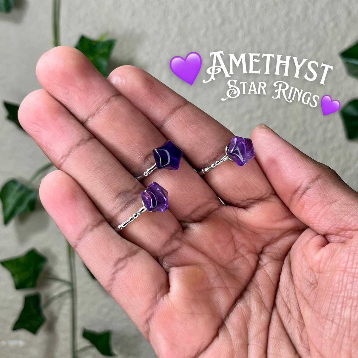 Amethyst Star and Moon Rings
