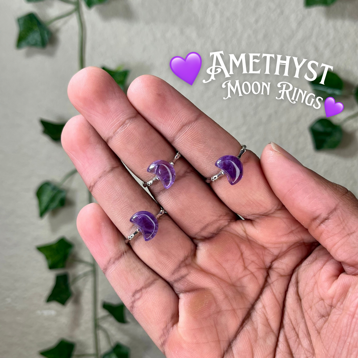Amethyst Star and Moon Rings