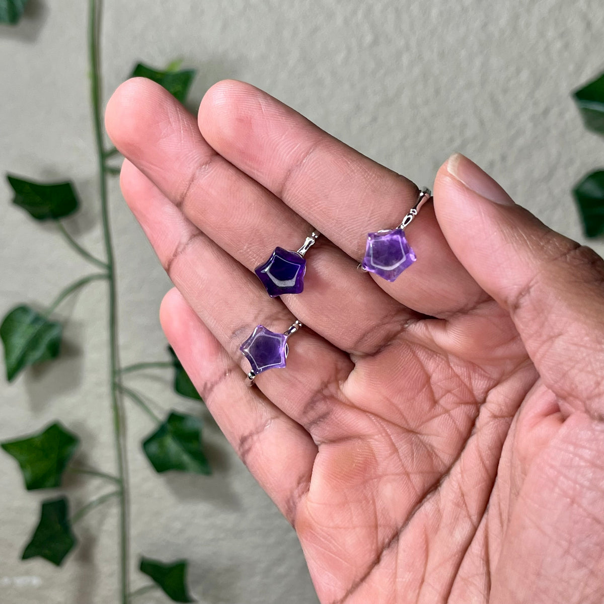 Amethyst Star and Moon Rings