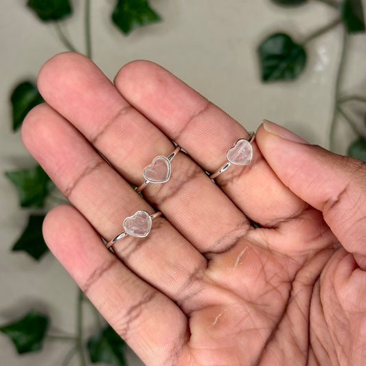 Rose Quartz Heart Rings