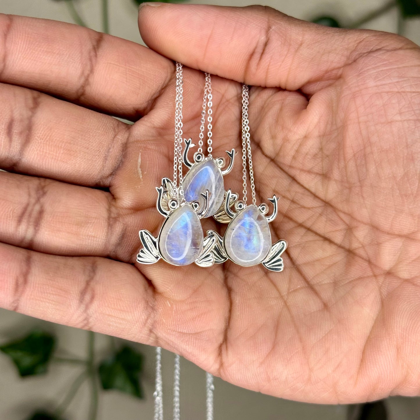 Moonstone Frog Necklaces