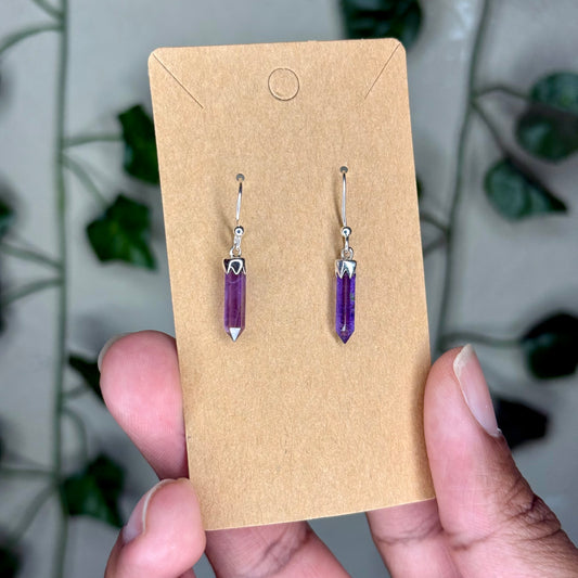Amethyst Point Dangle Earrings