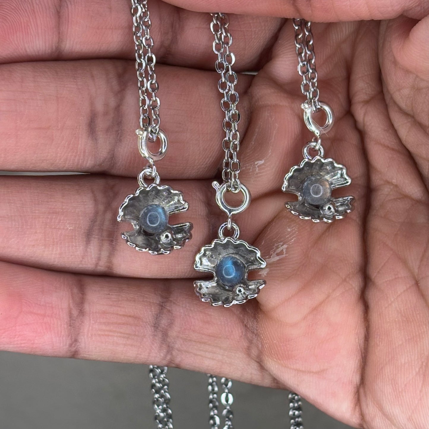 Labradorite Clam Shell Pendants