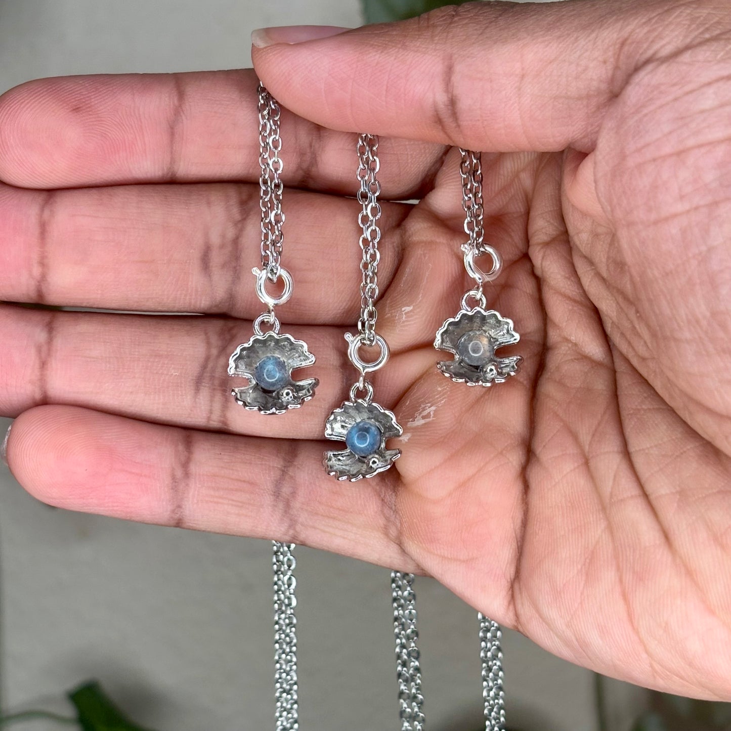 Labradorite Clam Shell Pendants