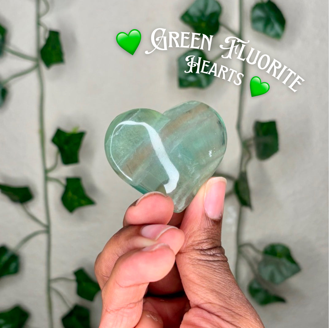 Green Fluorite Hearts
