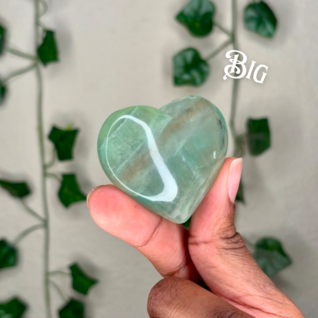 Green Fluorite Hearts