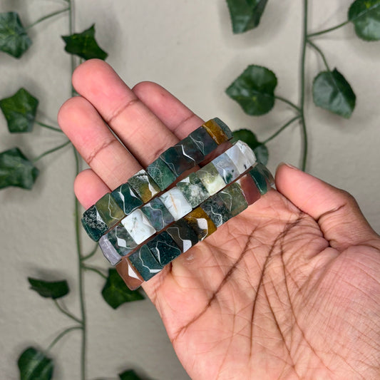 Moss Agate Square Bracelets