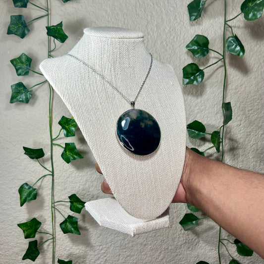 Moss Agate Circular Statement Necklaces