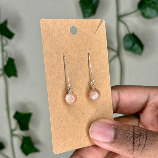 Peach Moonstone Dangle Earrings
