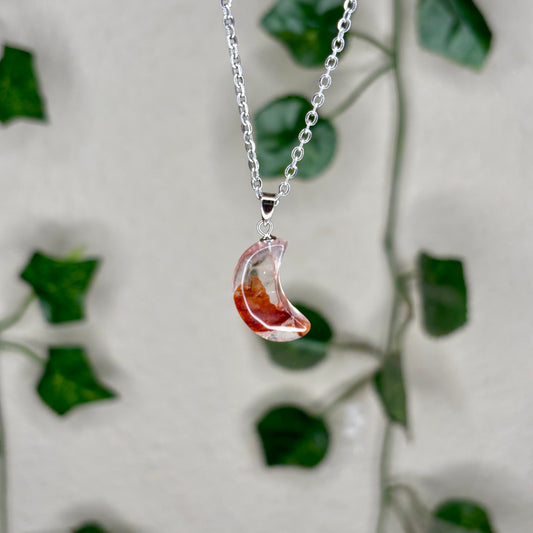 Fire Quartz Crescent Moon Necklaces