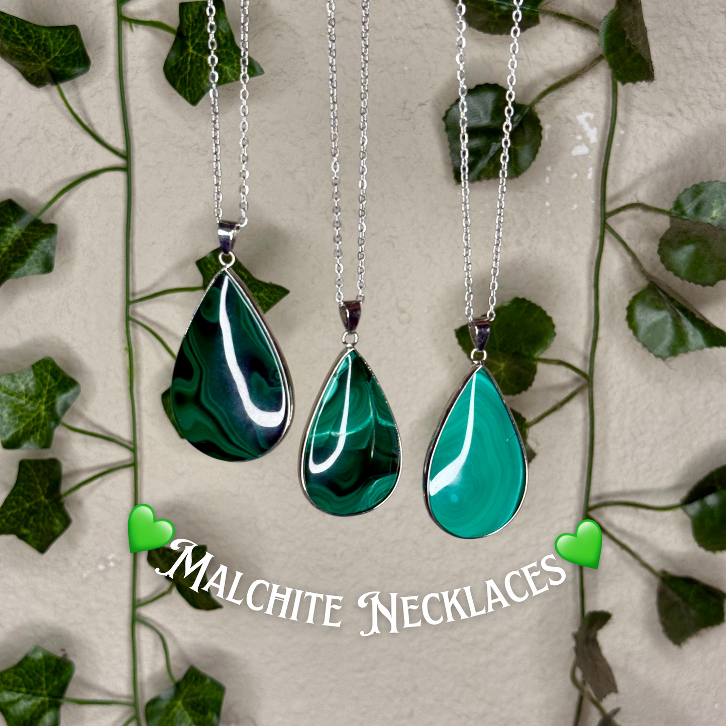 Malachite Teardrop Necklaces