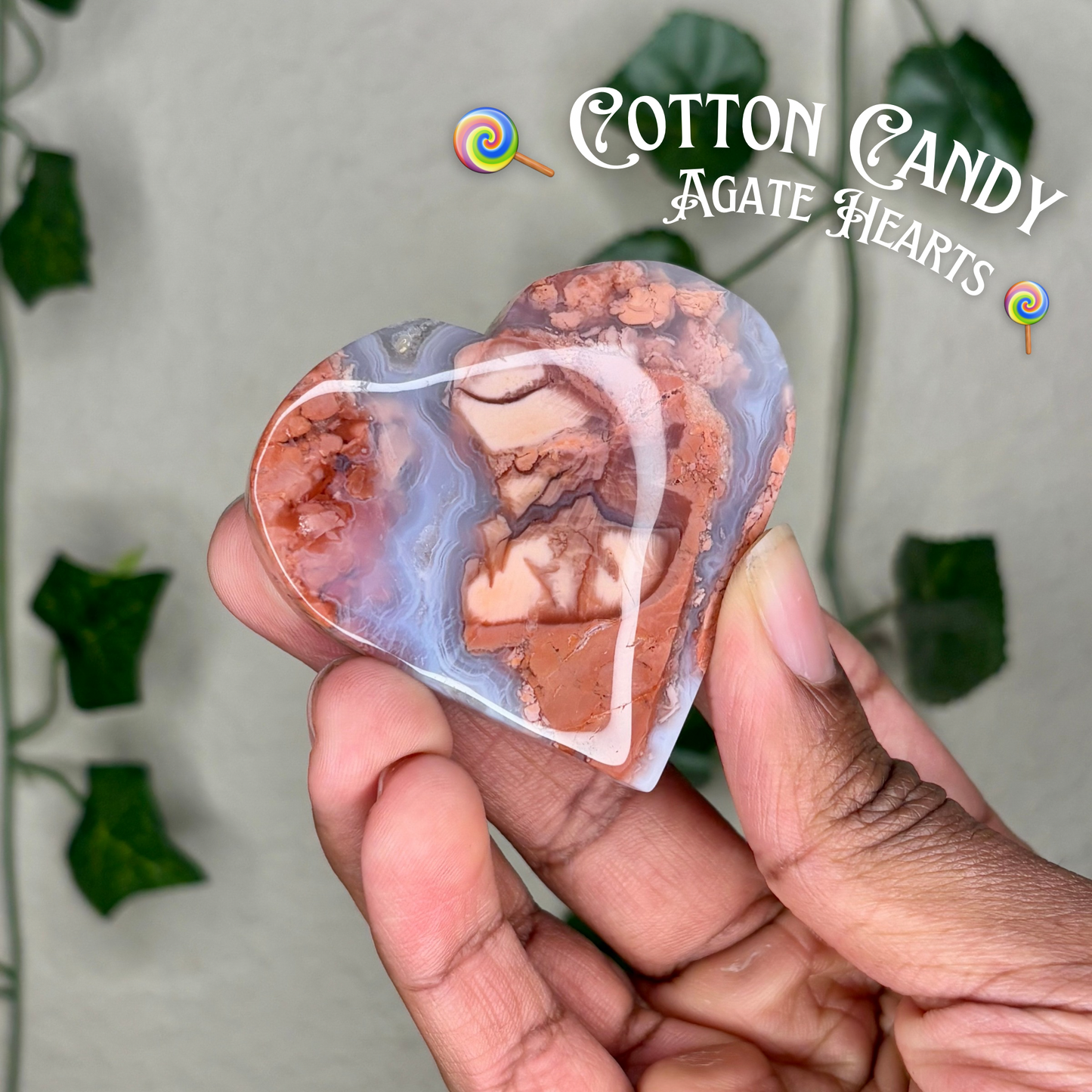 Cotton Candy Agate Hearts