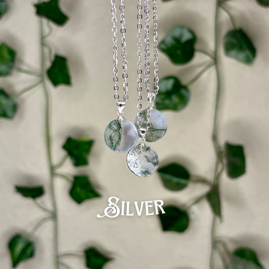 Moss Agate Circular Pendants