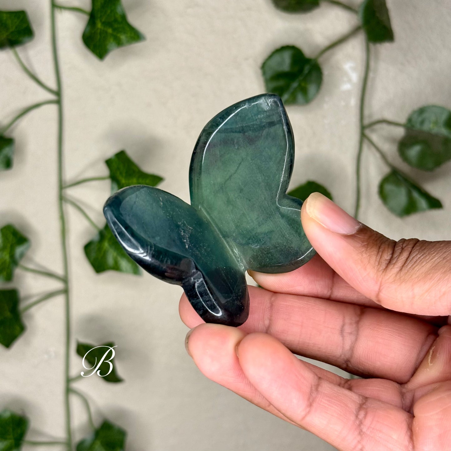 Green Fluorite 3D Butterflies