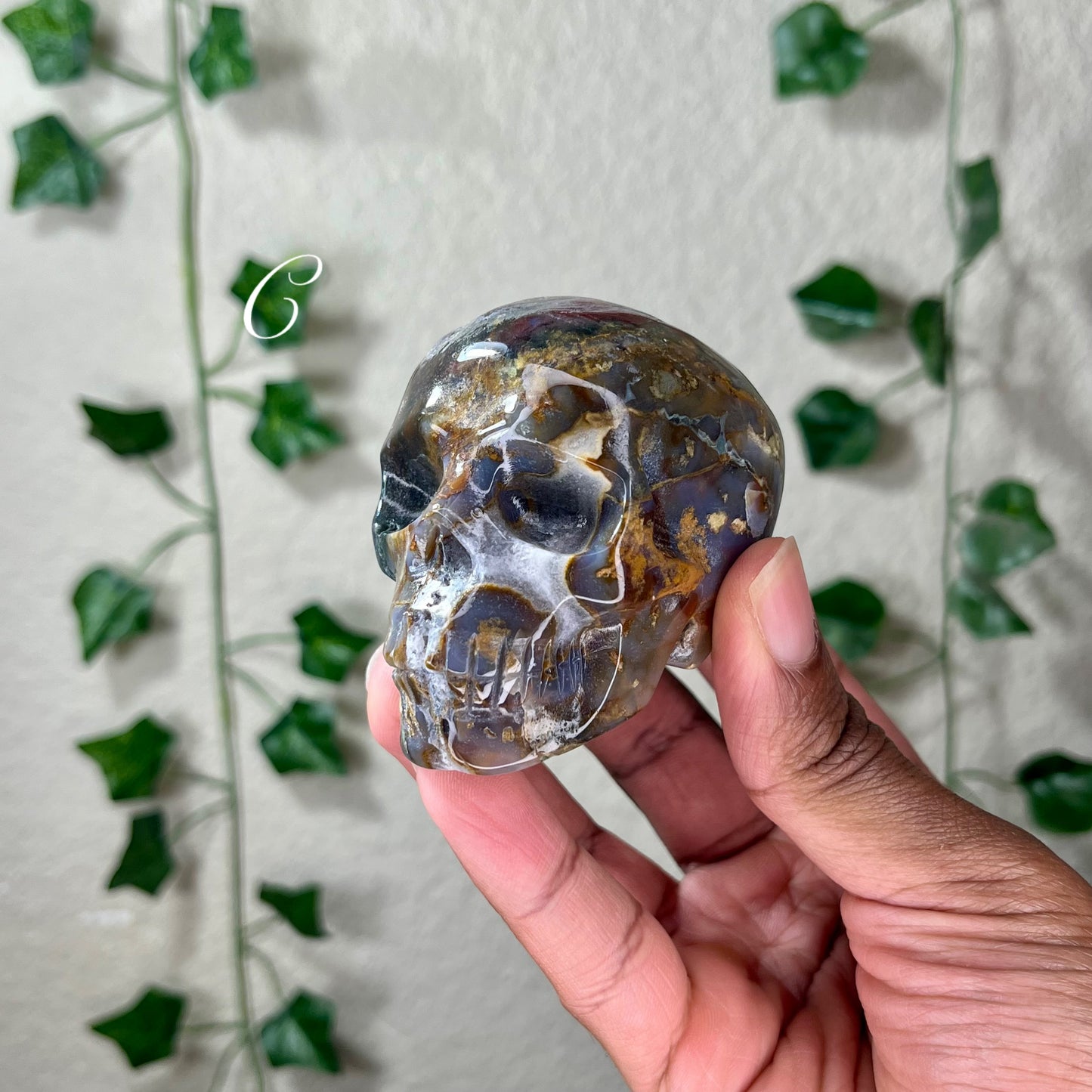 Moss Agate Skulls