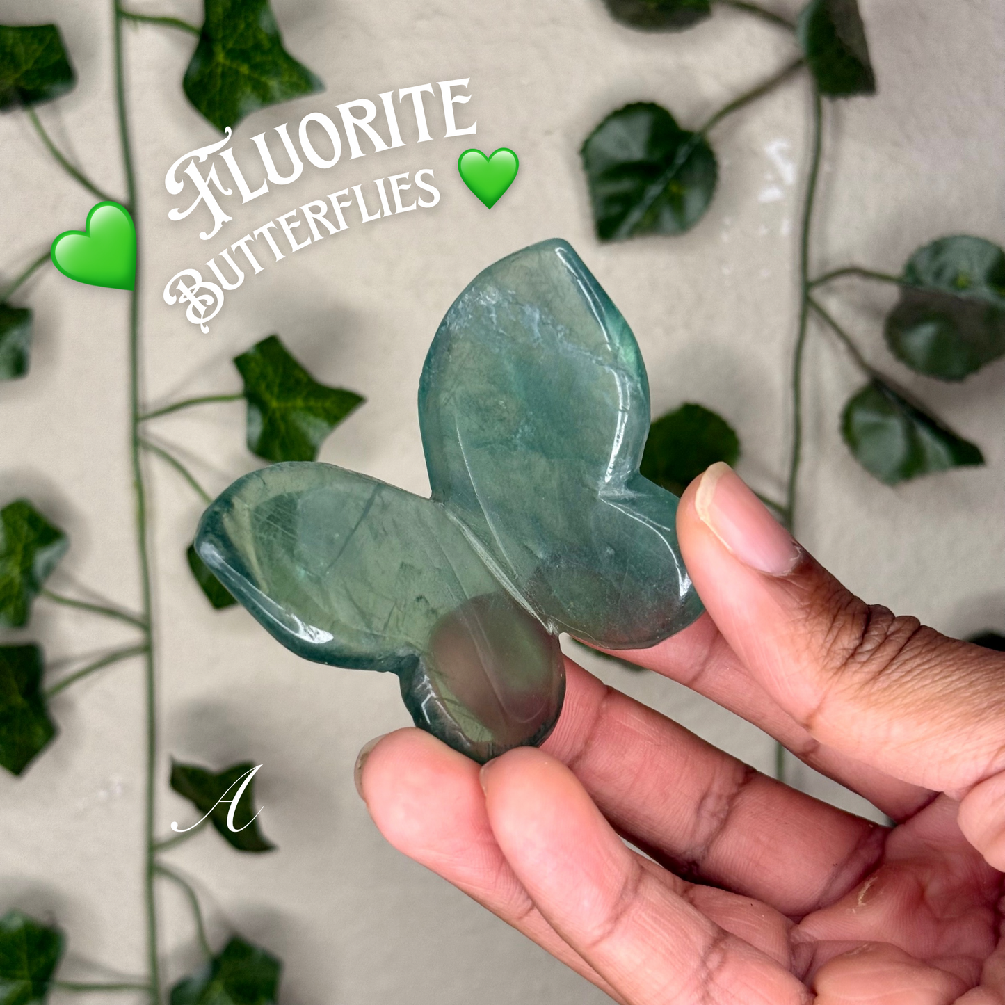 Green Fluorite 3D Butterflies