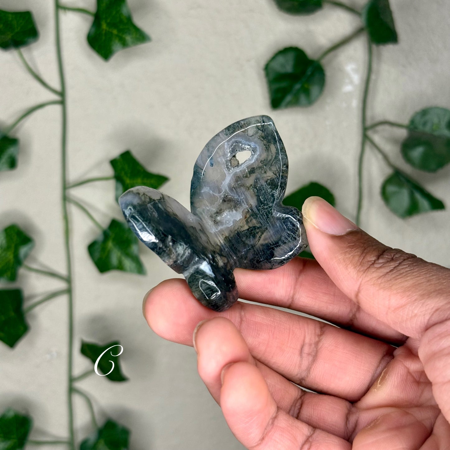 Moss Agate 3D Butterflies