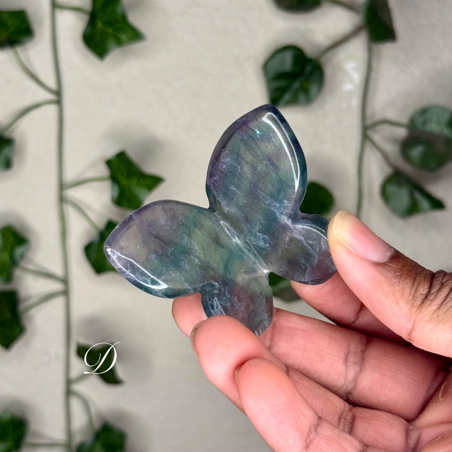 Green Fluorite 3D Butterflies