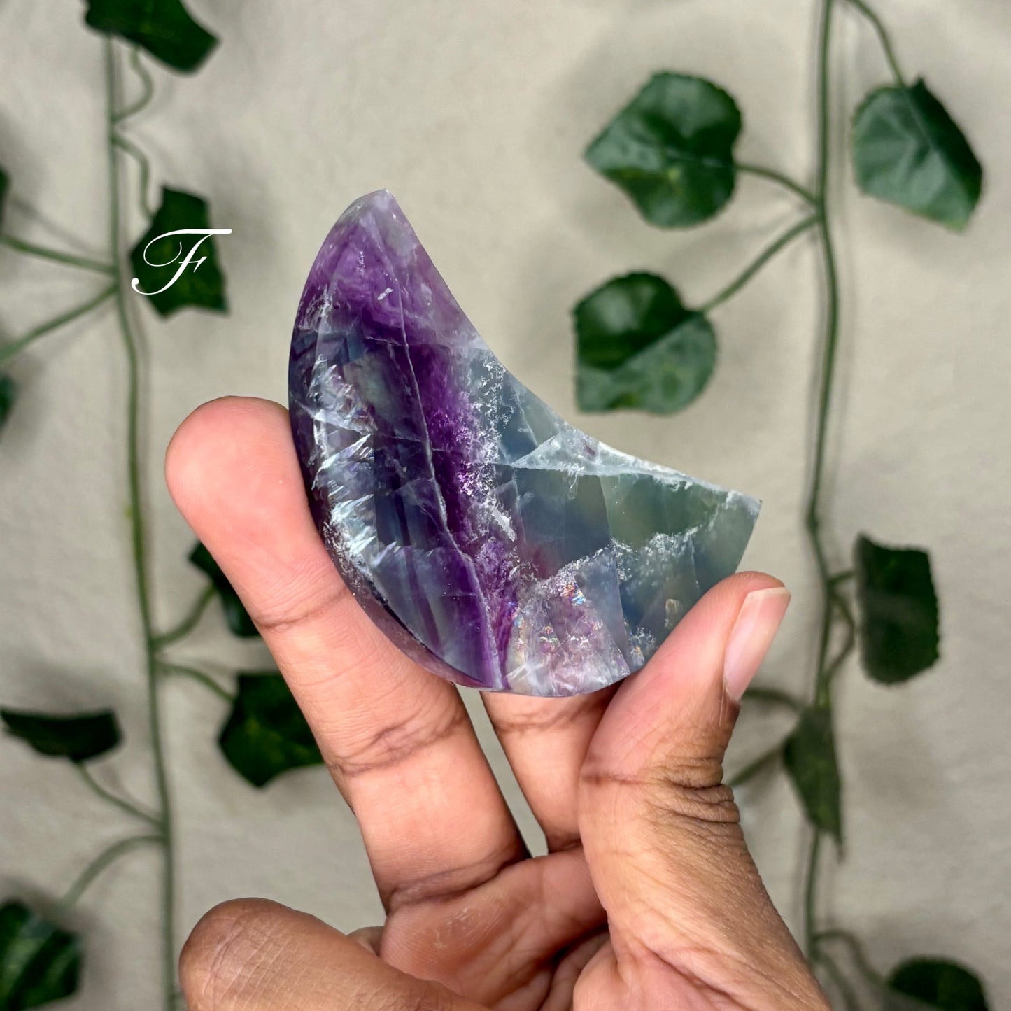 Rainbow Fluorite Crescent Moons