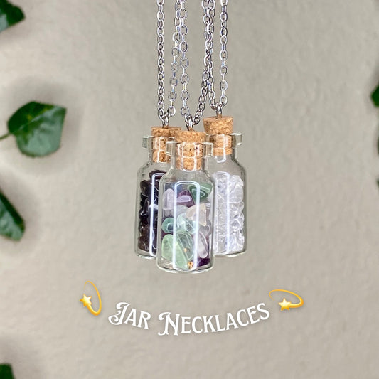 Crystal Chipped Jar Necklaces