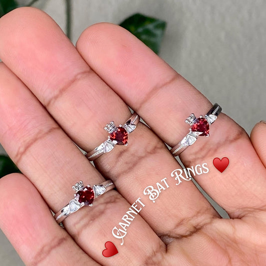 Garnet Bat Rings