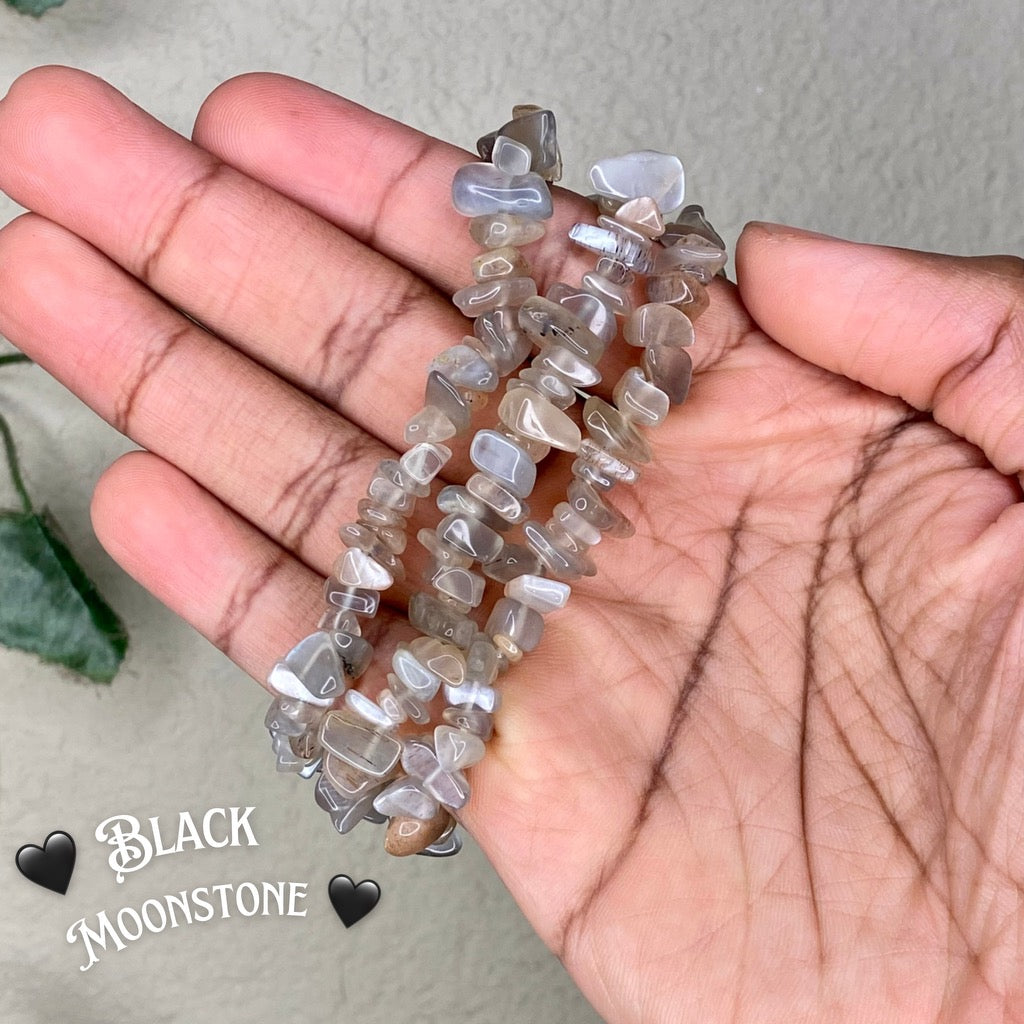 Black Moonstone Chipped Bracelets