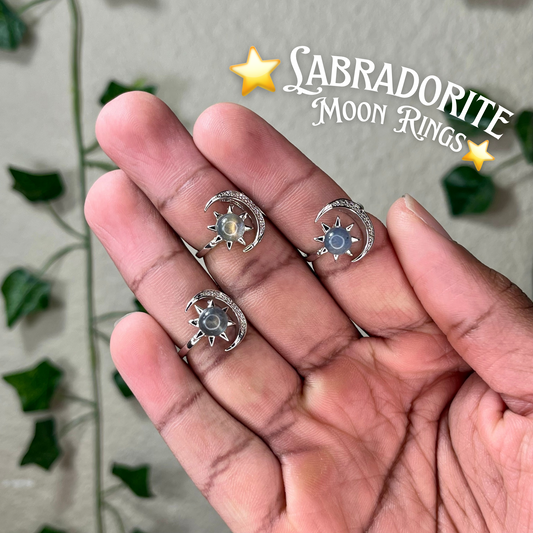 Labradorite Moon Rings