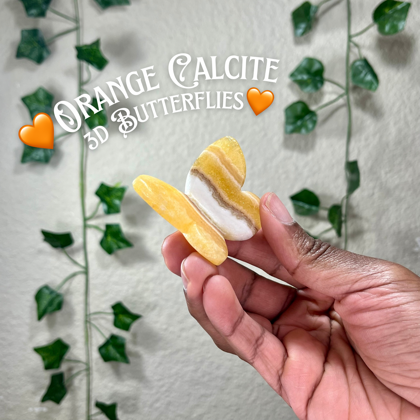 Orange Calcite 3D Butterflies