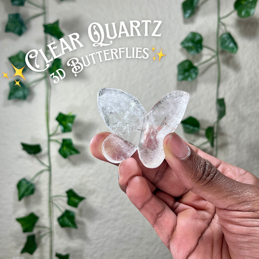 Clear Quartz 3D Butterflies