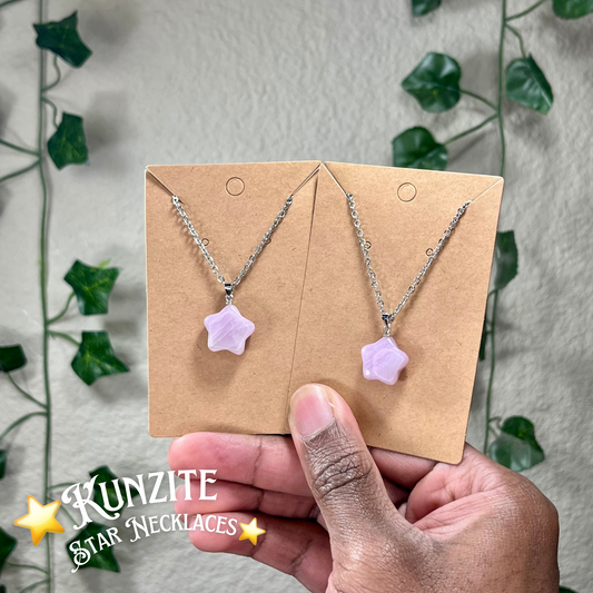 Kunzite Star and Moon Necklaces