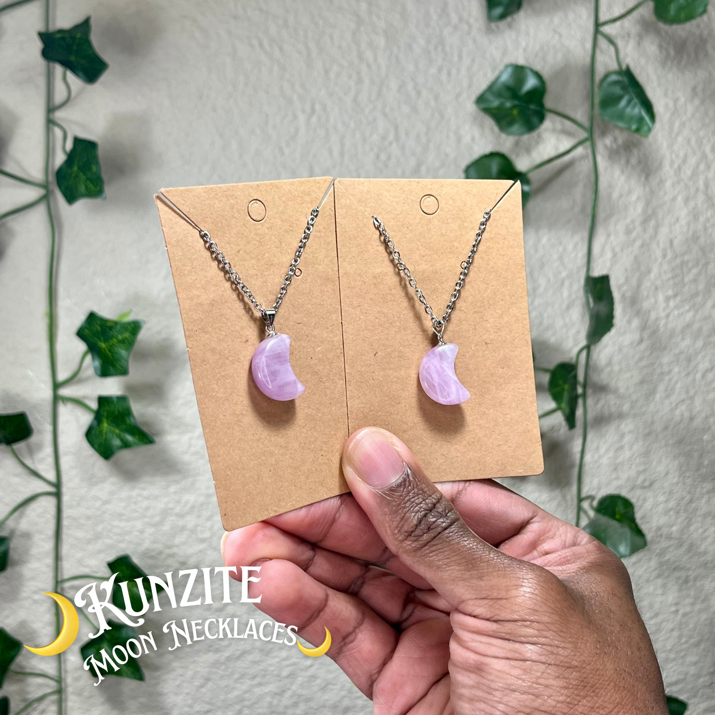Kunzite Star and Moon Necklaces