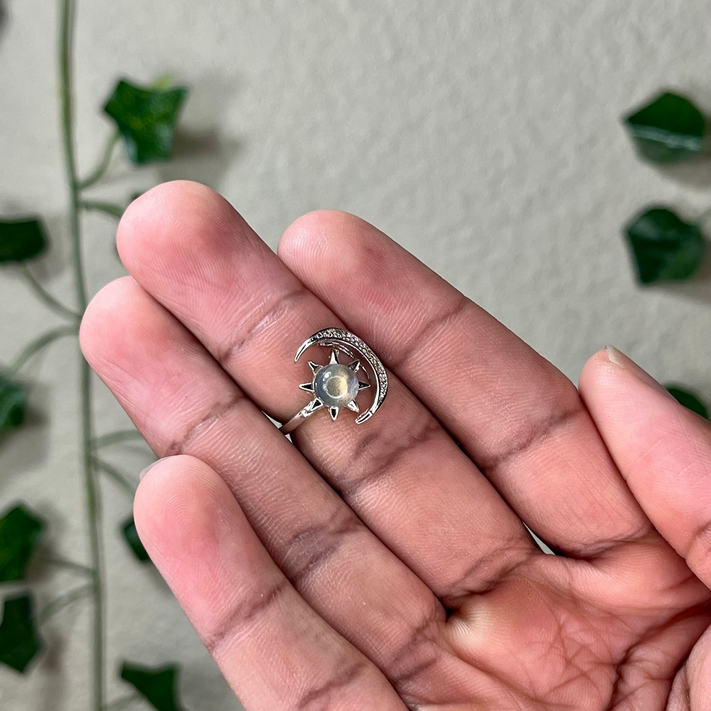 Labradorite Moon Rings