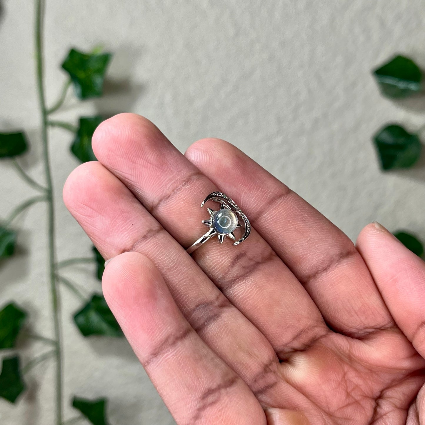 Labradorite Moon Rings