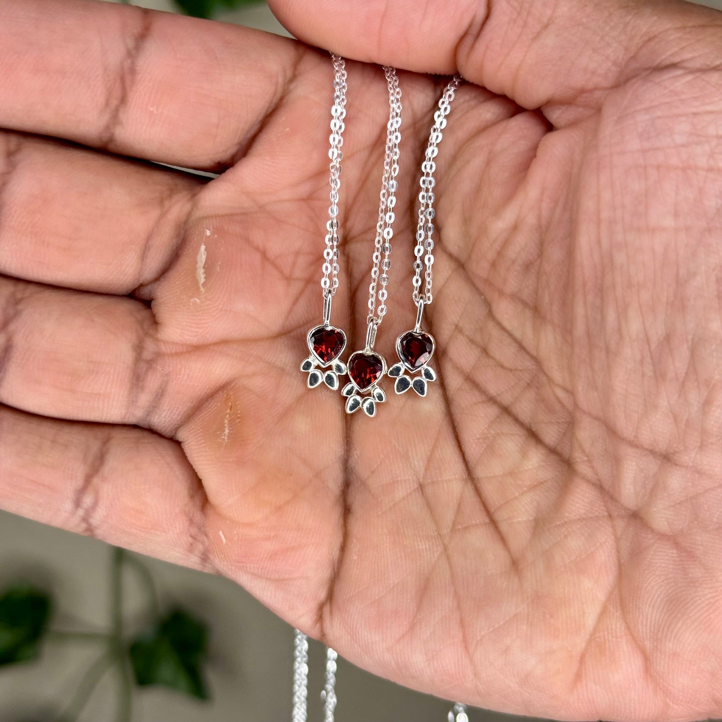 Garnet Heart Necklaces