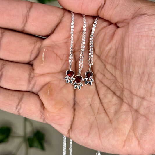 Garnet Heart Necklaces