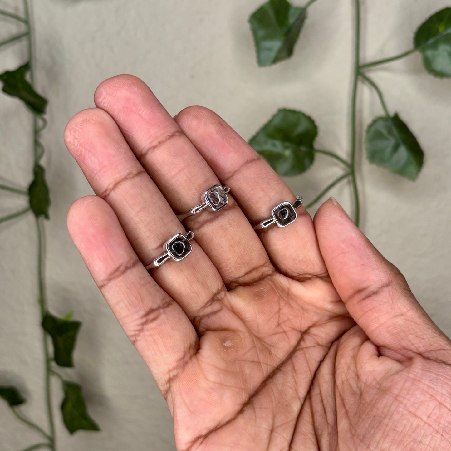 Black Tourmaline and Clear Quartz Rings