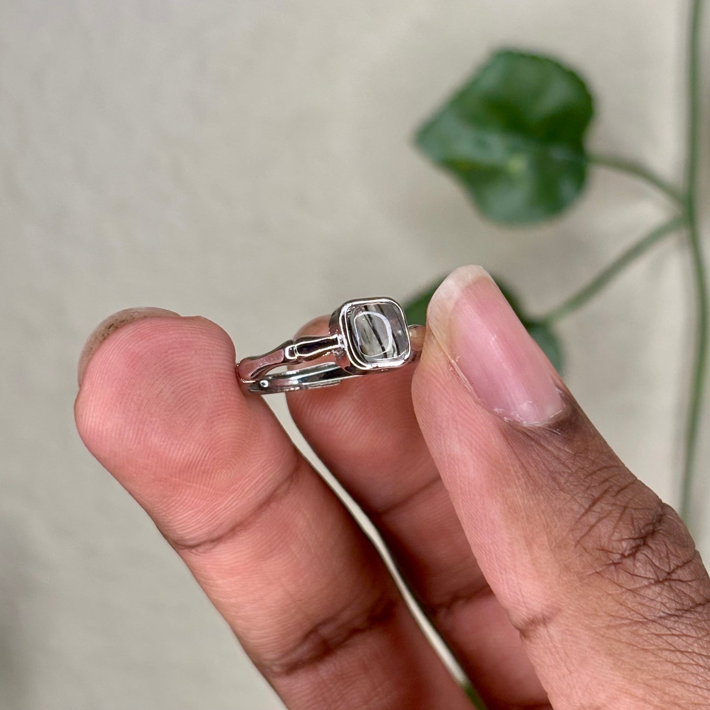 Black Tourmaline and Clear Quartz Rings