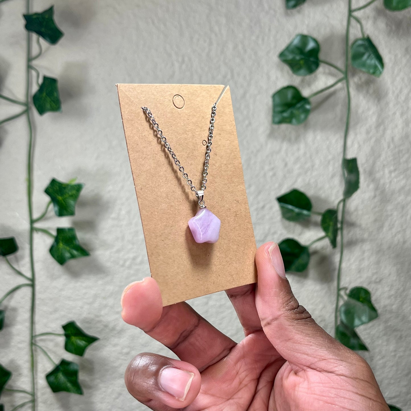 Kunzite Star and Moon Necklaces