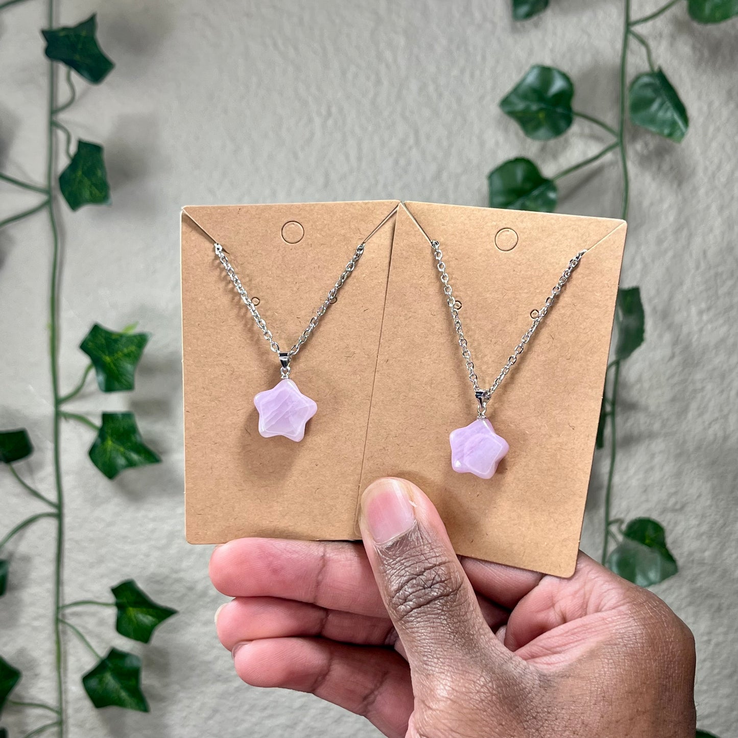 Kunzite Star and Moon Necklaces