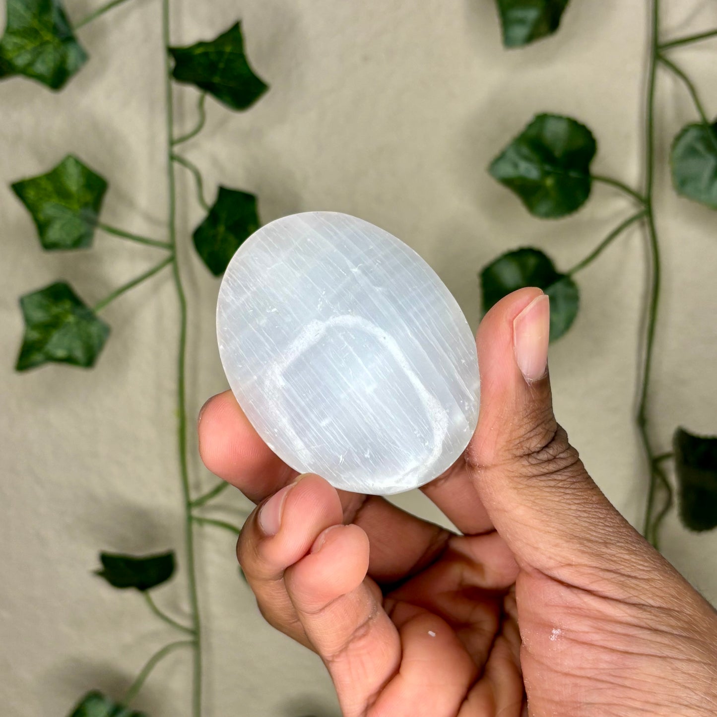 Selenite Palm Stone