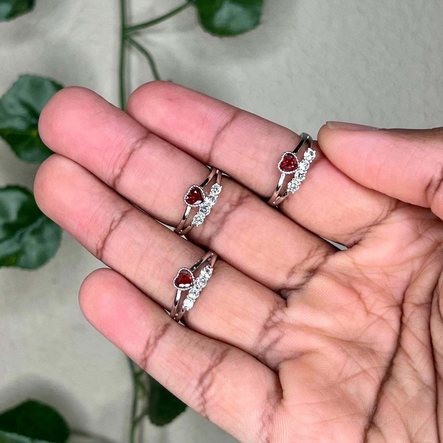 Garnet Heart Rings