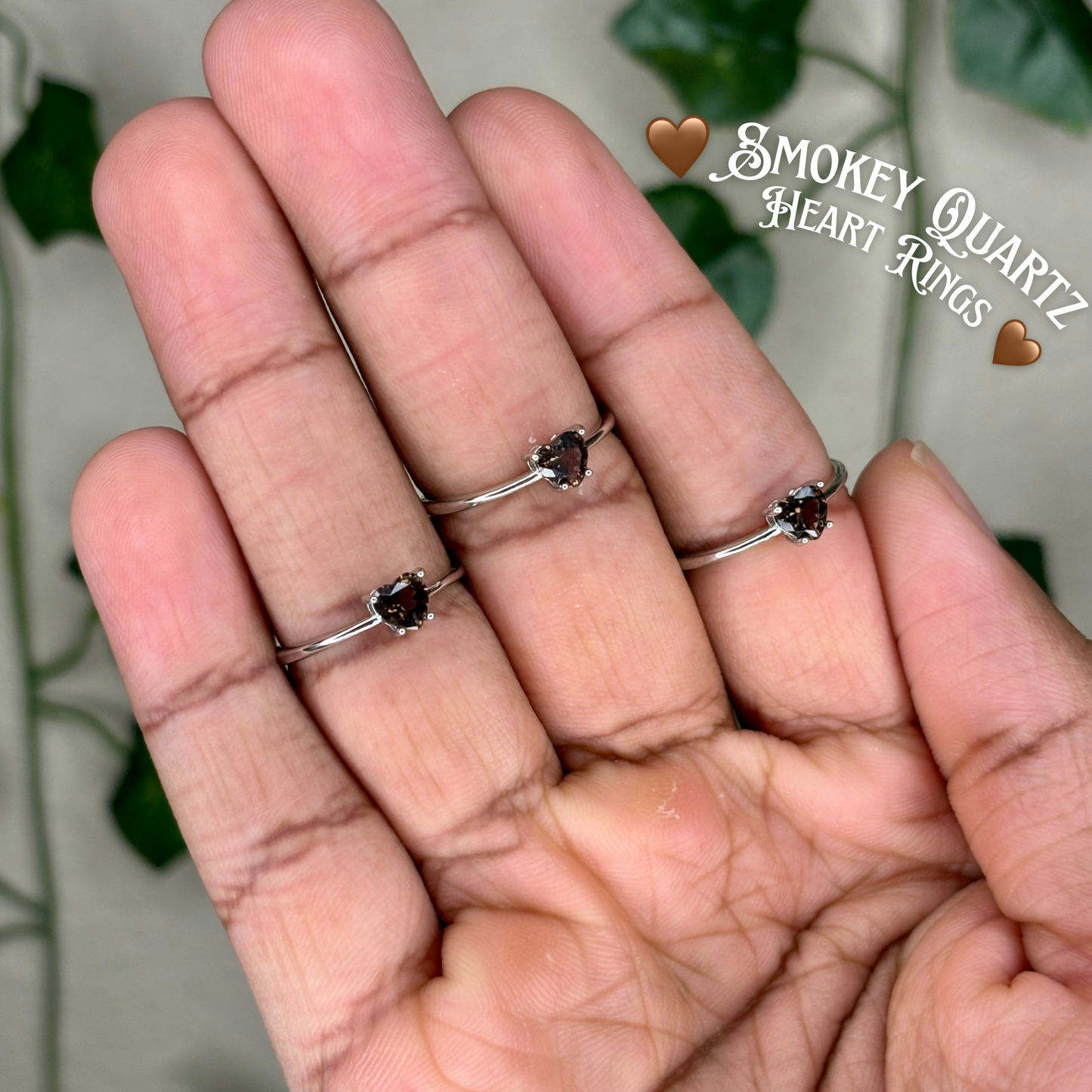 Faceted Smokey Quartz Heart Rings