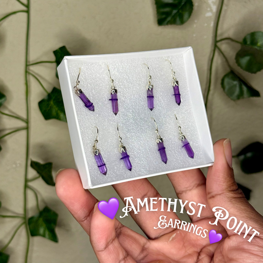 Amethyst Point Dangle Earrings
