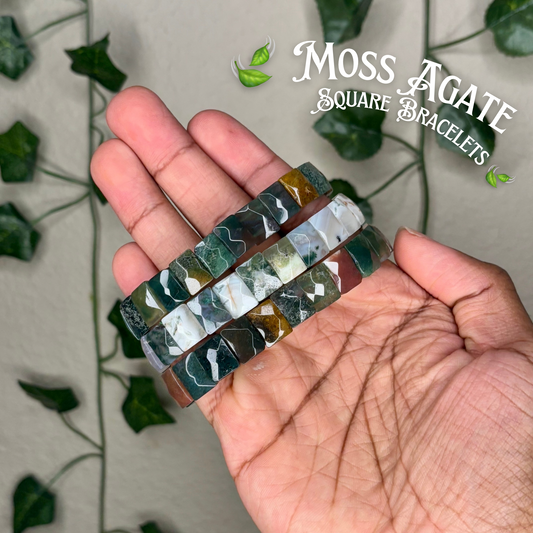 Moss Agate Square Bracelets