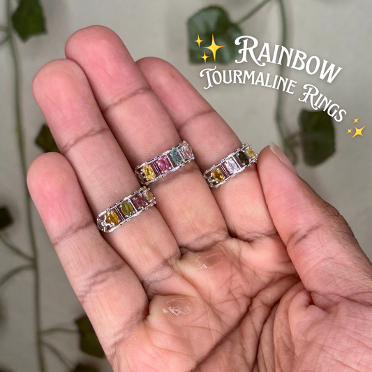 Rainbow Tourmaline Rings