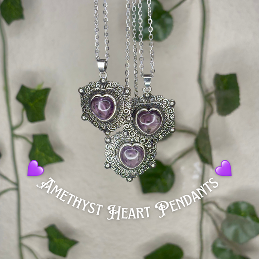 Amethyst Heart Pendants