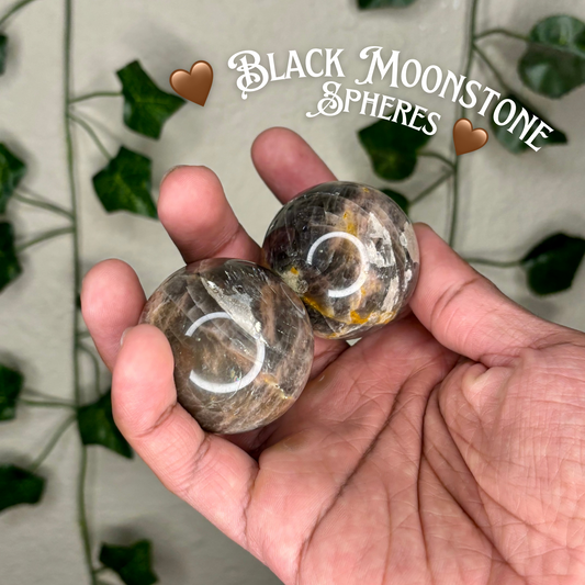Black Moonstone Spheres