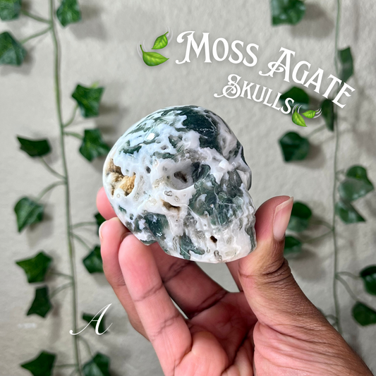 Moss Agate Skulls