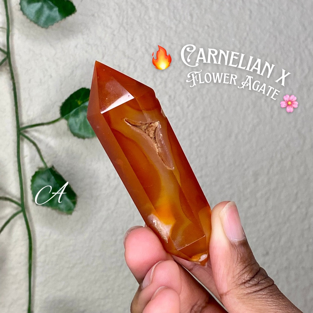 Carnelian X Flower Agate DT's